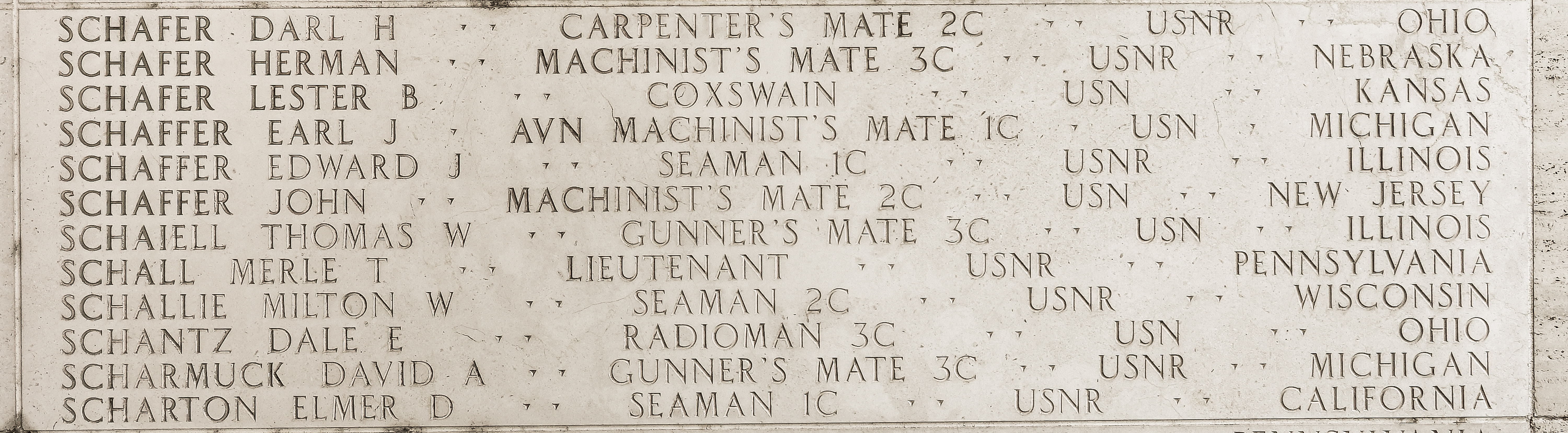 Dale E. Schantz, Radioman Third Class